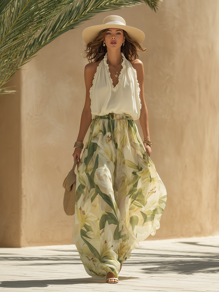 Trendé™ | Lysandra Elegantes Set mit Liliendruck