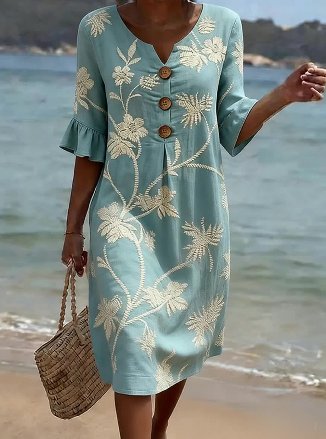 Trendé™ | Maja Geblümtes Sommerkleid mit Knöpfen