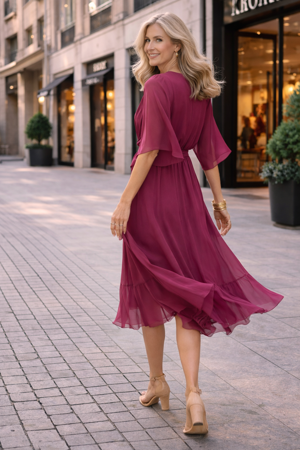 Trendé™ | Laura Chiffon-Sommerkleid mit V-Ausschnitt