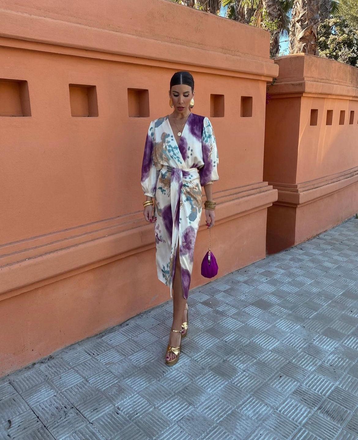 Trendé™ | Valeria Satinkleid mit V-Ausschnitt