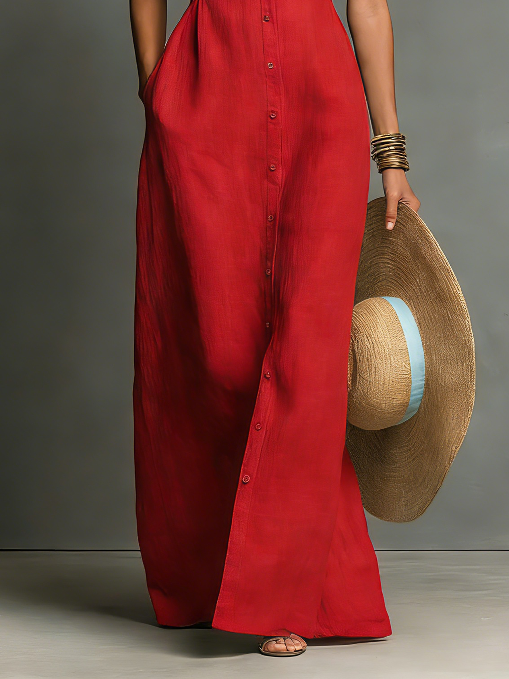Trendé™ | Camila Leinenmix-Hemdkleid mit Kragen und ärmellosem Schnitt