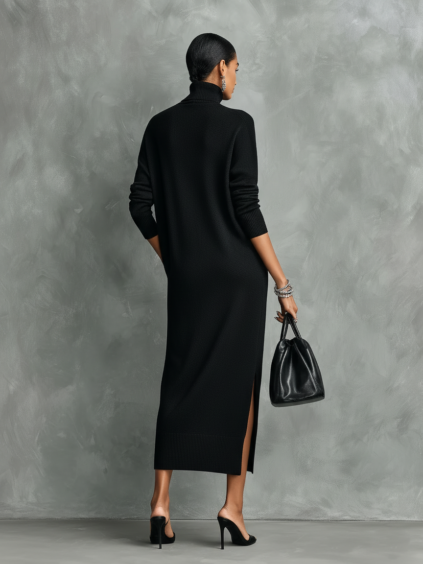 Trendé™ | Lucia Strick-Midikleid mit Rollkragen und langen Ärmeln