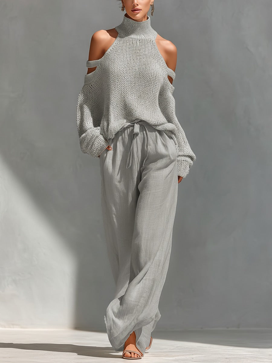 Trendé™ | Valerie Modernes Set mit schulterfreiem Stricktop