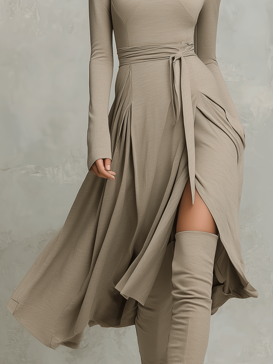 Trendé™ | Alea Strick-Maxikleid mit langen Ärmeln