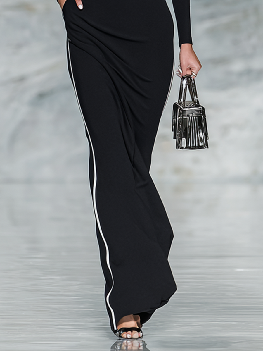 Trendé™ | Rina Maxikleid mit Karree-Ausschnitt und langen Ärmeln