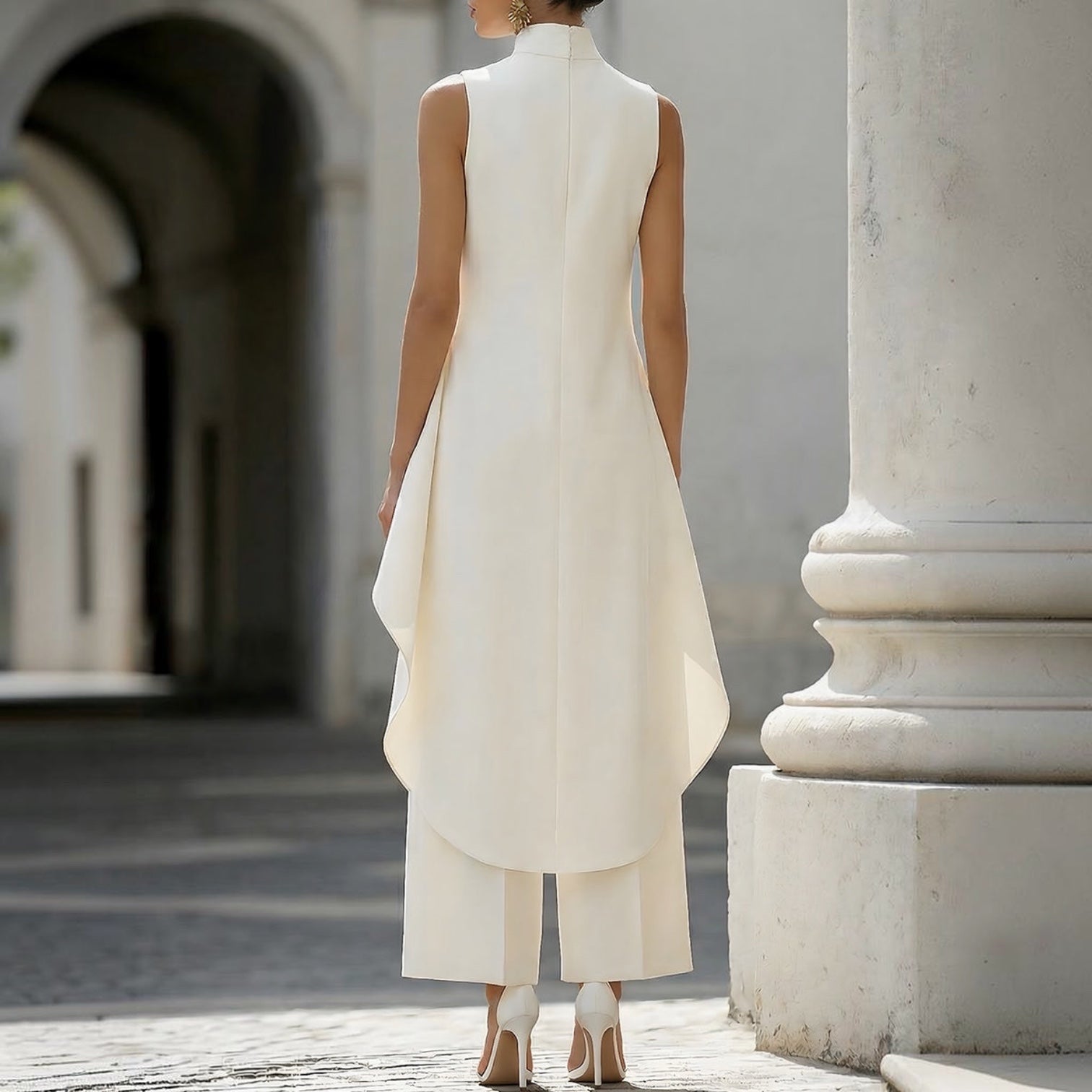 Trendé™ | Martina Elegantes ärmelloses Set mit weitem Bein