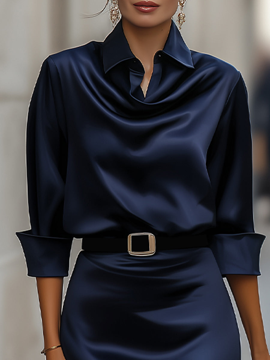 Trendé™ | Aurelia Elegantes Midi-Satinkleid