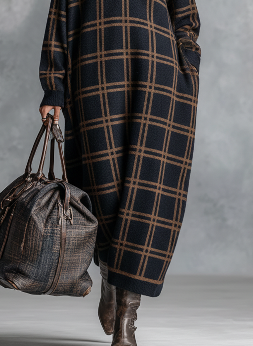Trendé™ | Patricia Strick-Maxikleid mit Reissverschluss und lockerer Passform