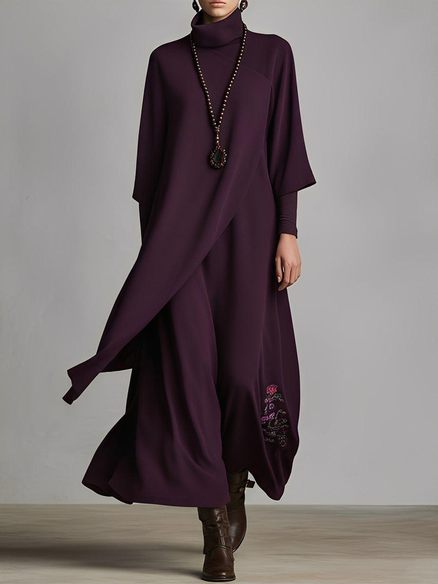 Trendé™ | Zoe Baumwollmix-Maxikleid mit Rollkragen und Stickerei