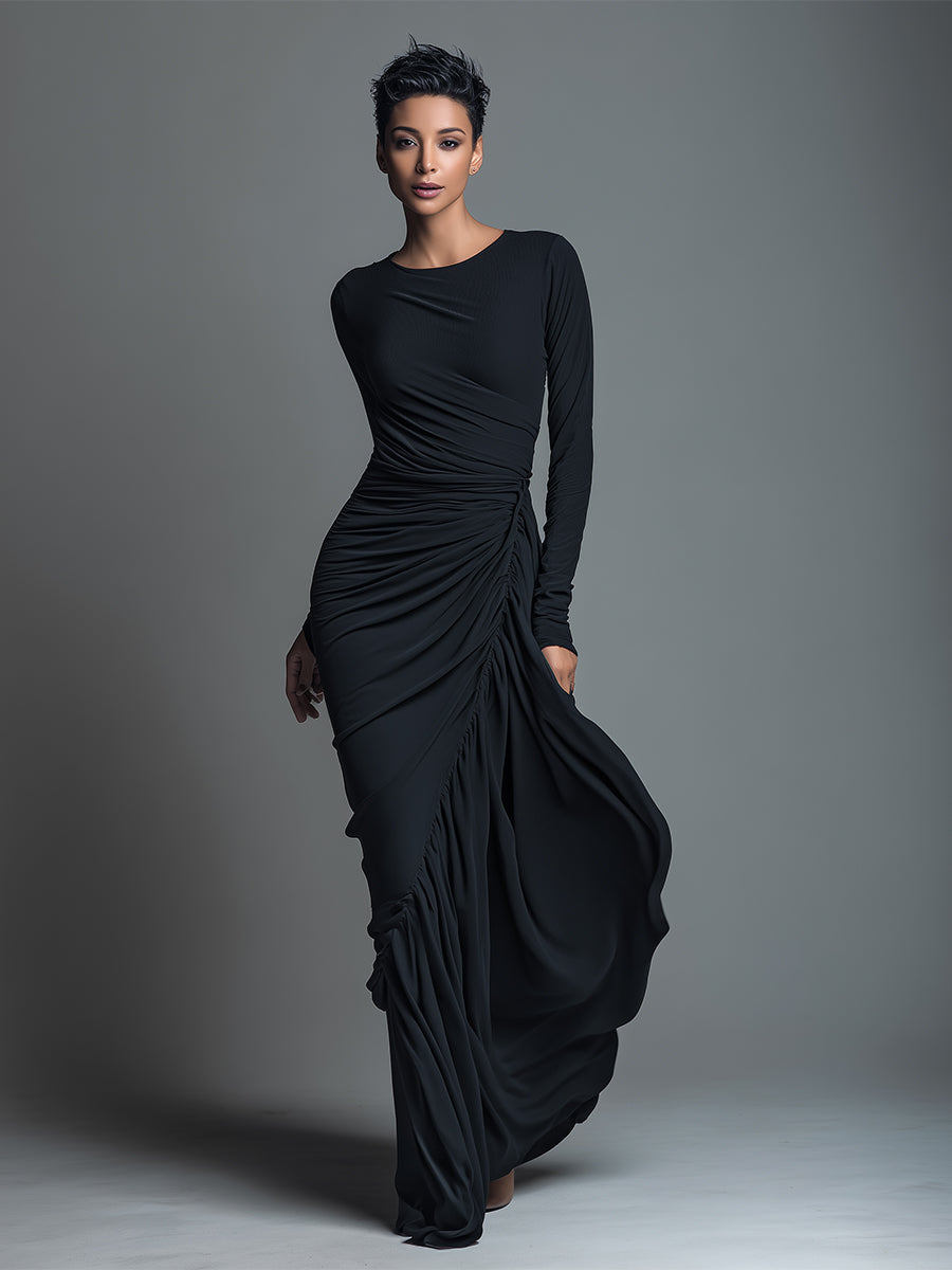 Trendé™ | Cleo Strick-Maxikleid mit Raffungen