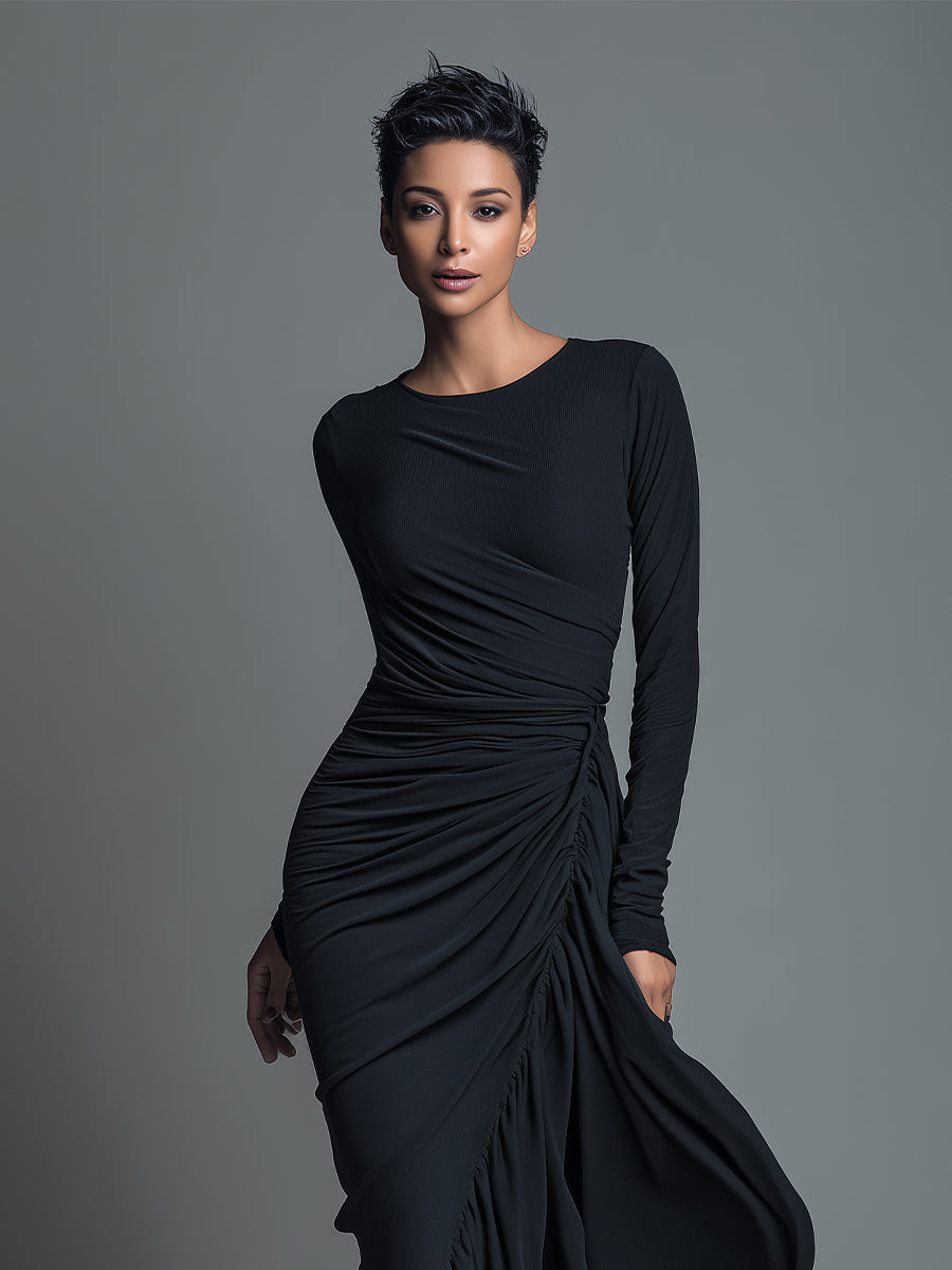 Trendé™ | Cleo Strick-Maxikleid mit Raffungen