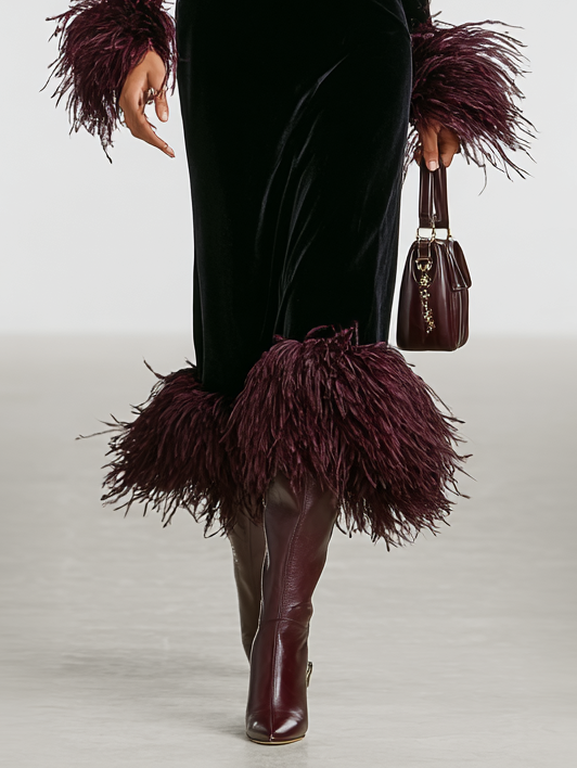 Trendé™ | Mia Velours-Maxikleid mit minimalistischem Stil