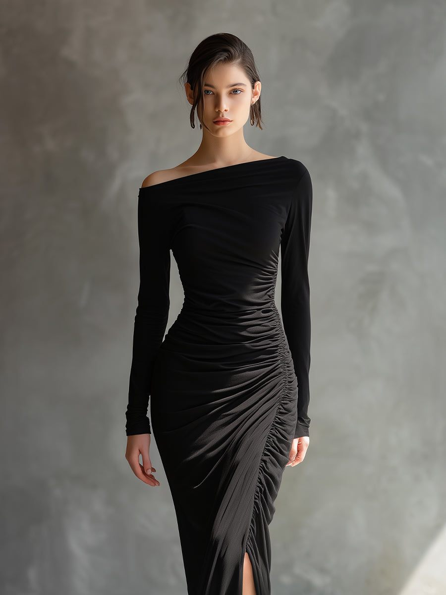 Trendé™ | Elodie Jersey-Maxikleid mit Schlitz und Raffungen