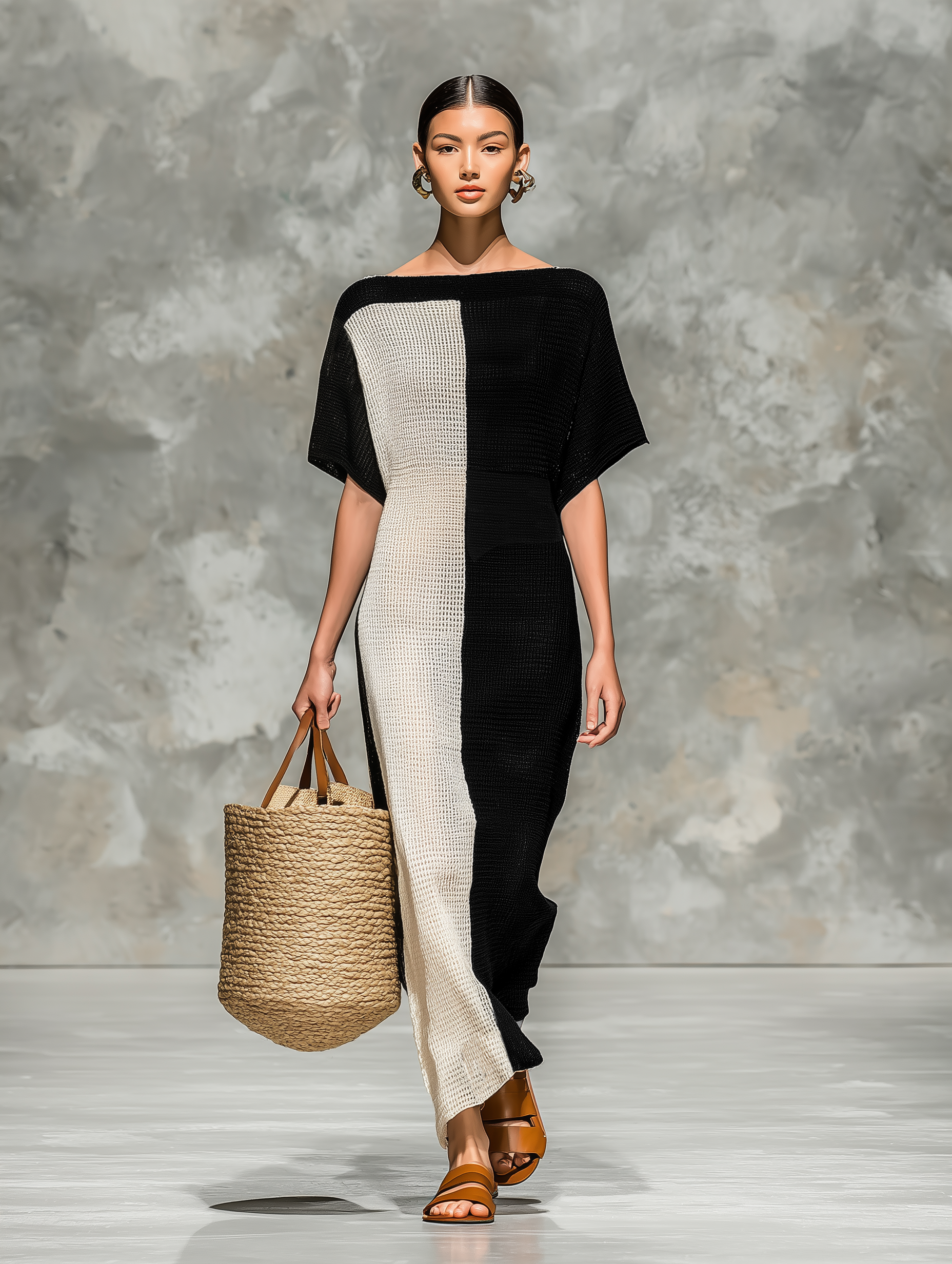 Trendé™ | Talia Strick-Maxikleid mit U-Boot-Ausschnitt und kurzen Ärmeln