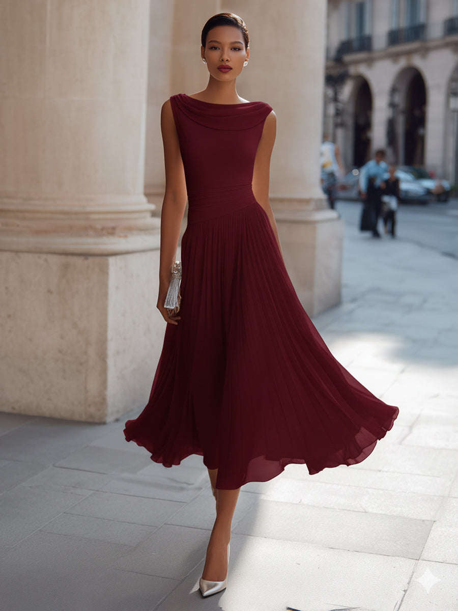 Trendé™ | Mirella Elegantes plissiertes Midikleid