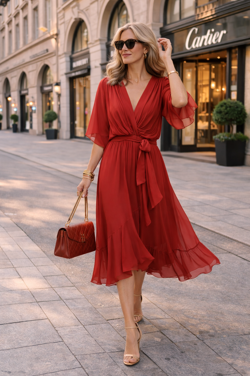 Trendé™ | Laura Chiffon-Sommerkleid mit V-Ausschnitt