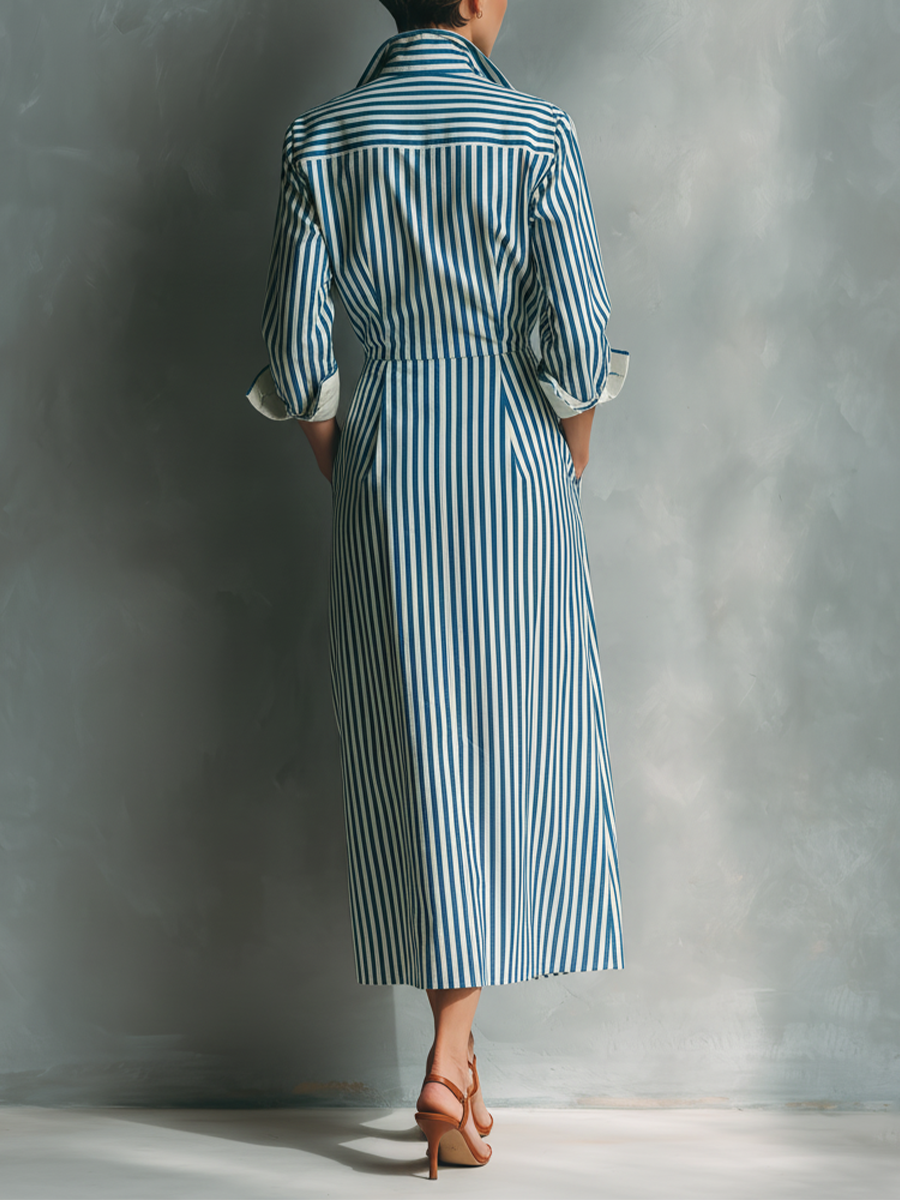 Trendé™ | Eliana Baumwollmix-Hemdkleid mit Streifenmuster und Taschen