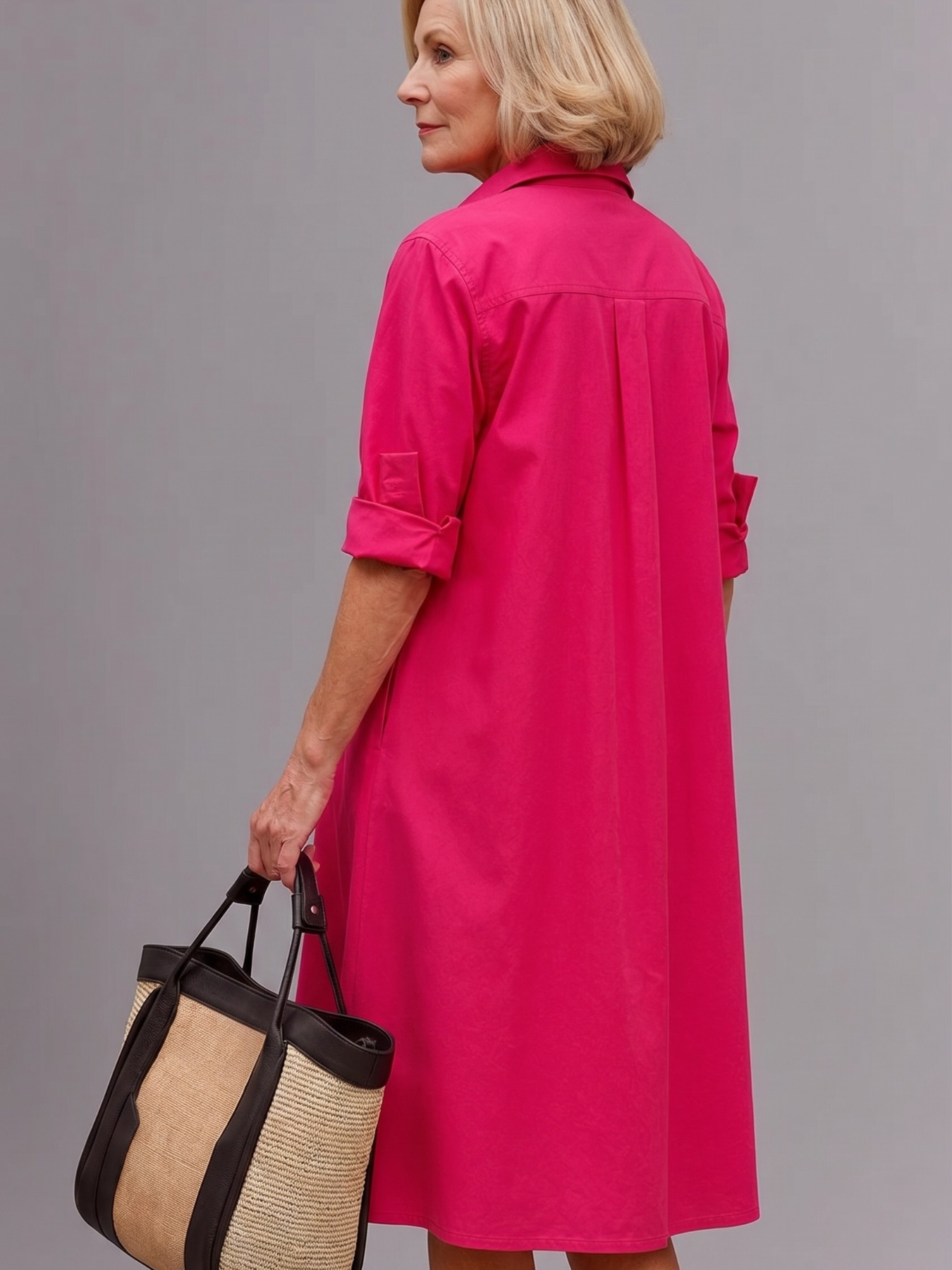 Trendé™ | Chloe Gepflegtes Midi-Kleid in Rosa