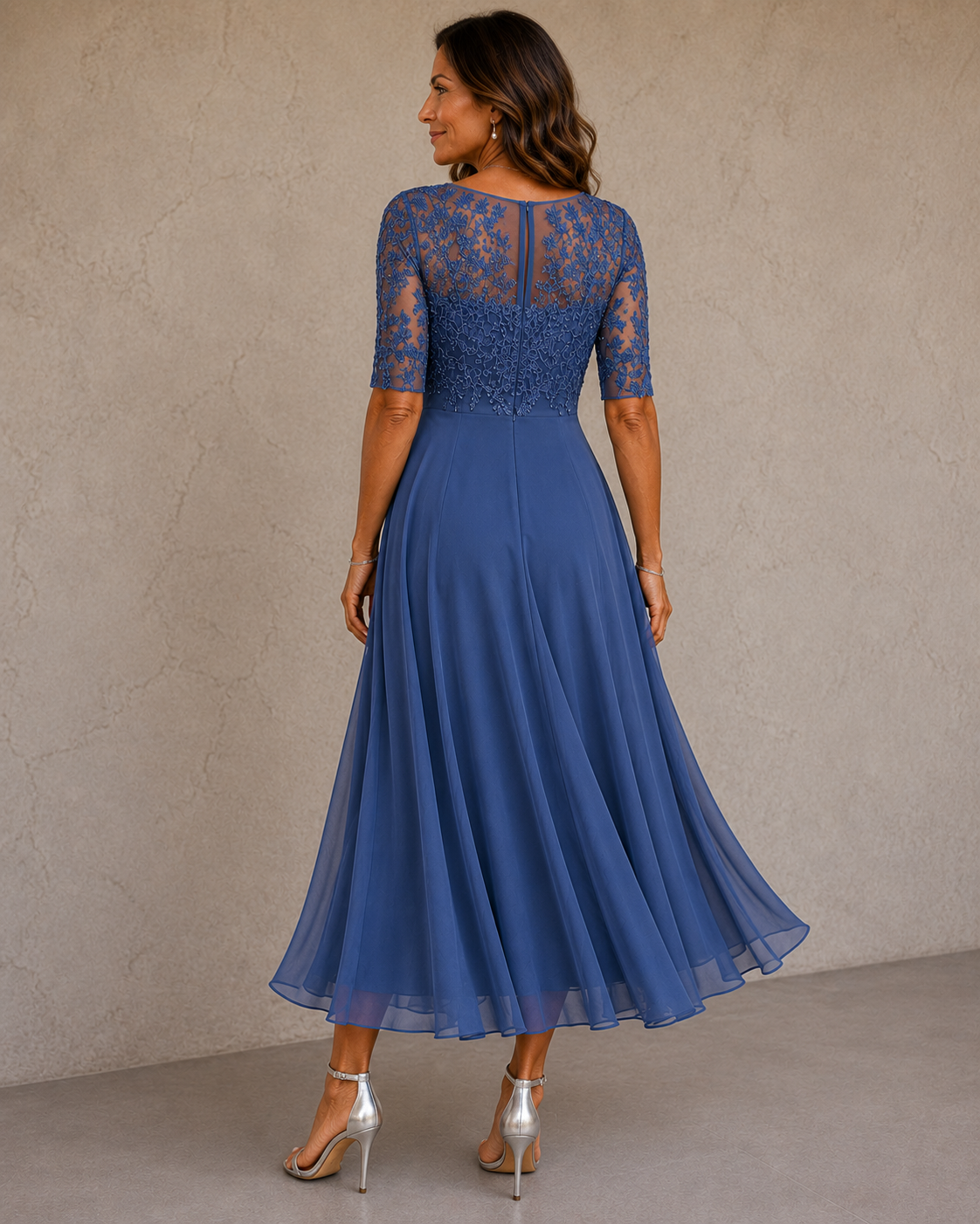 Trendé™ | Lioras Elegantes Kleid mit Spitze und Chiffon