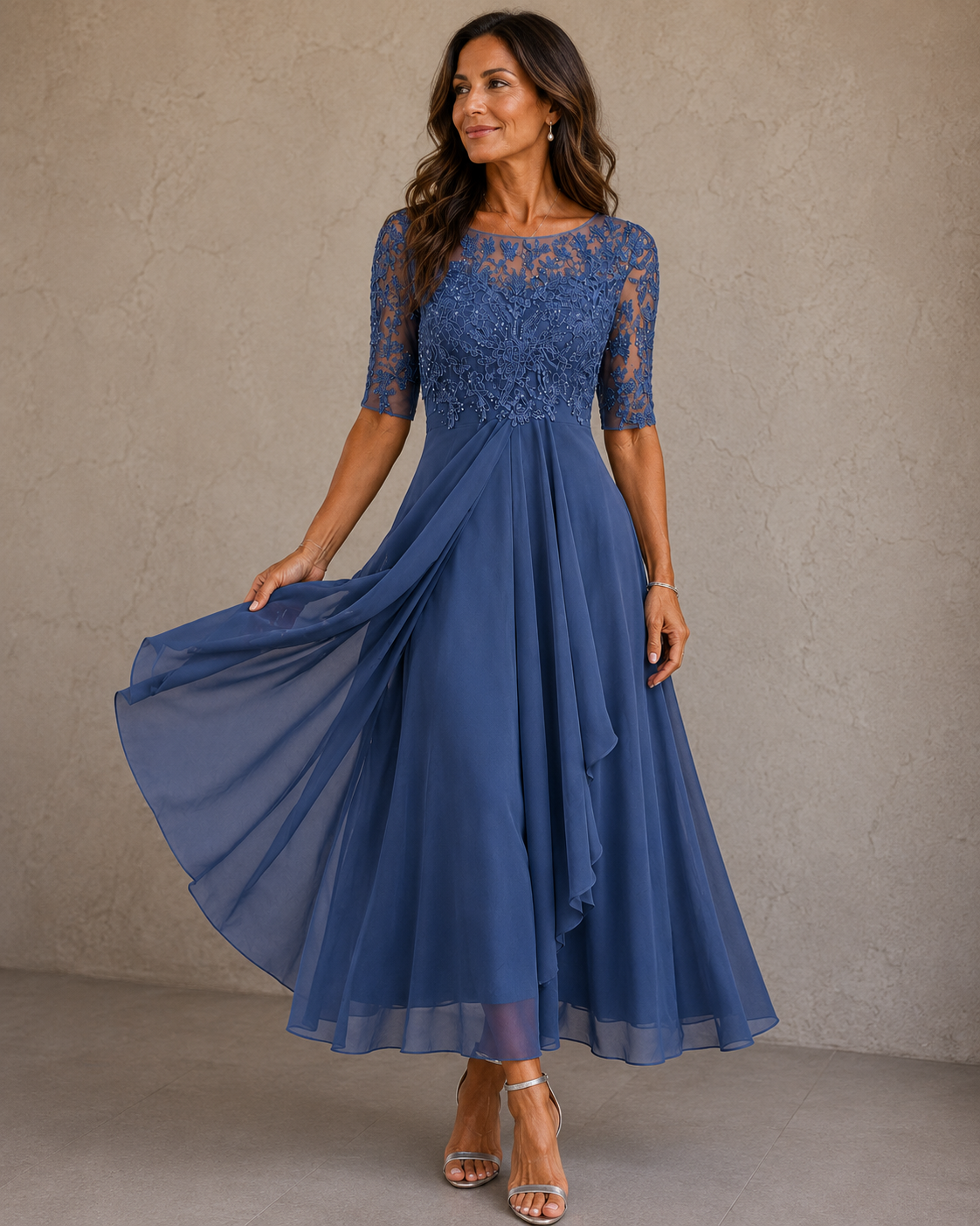 Trendé™ | Lioras Elegantes Kleid mit Spitze und Chiffon