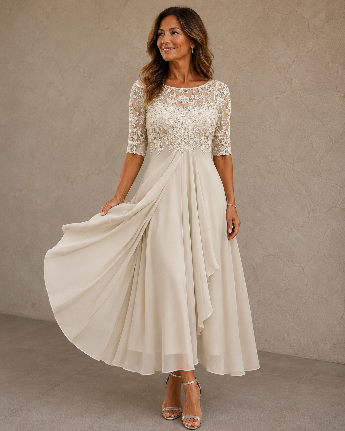 Trendé™ | Lioras Elegantes Kleid mit Spitze und Chiffon