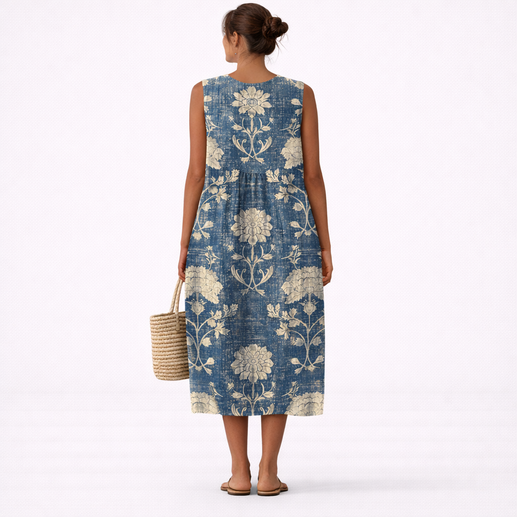 Trendé™ | Alberte Klassisches Midi-Kleid mit Blumenmuster