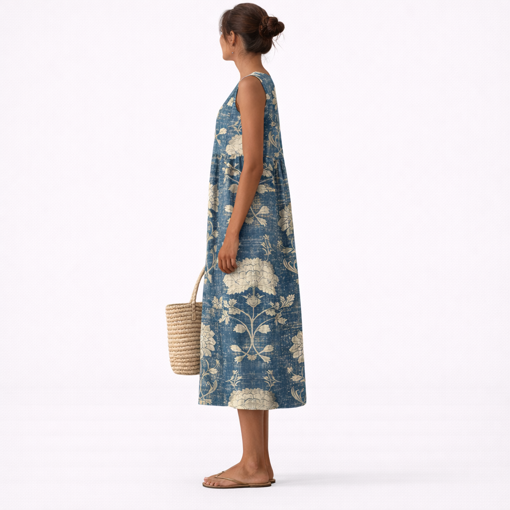Trendé™ | Alberte Klassisches Midi-Kleid mit Blumenmuster