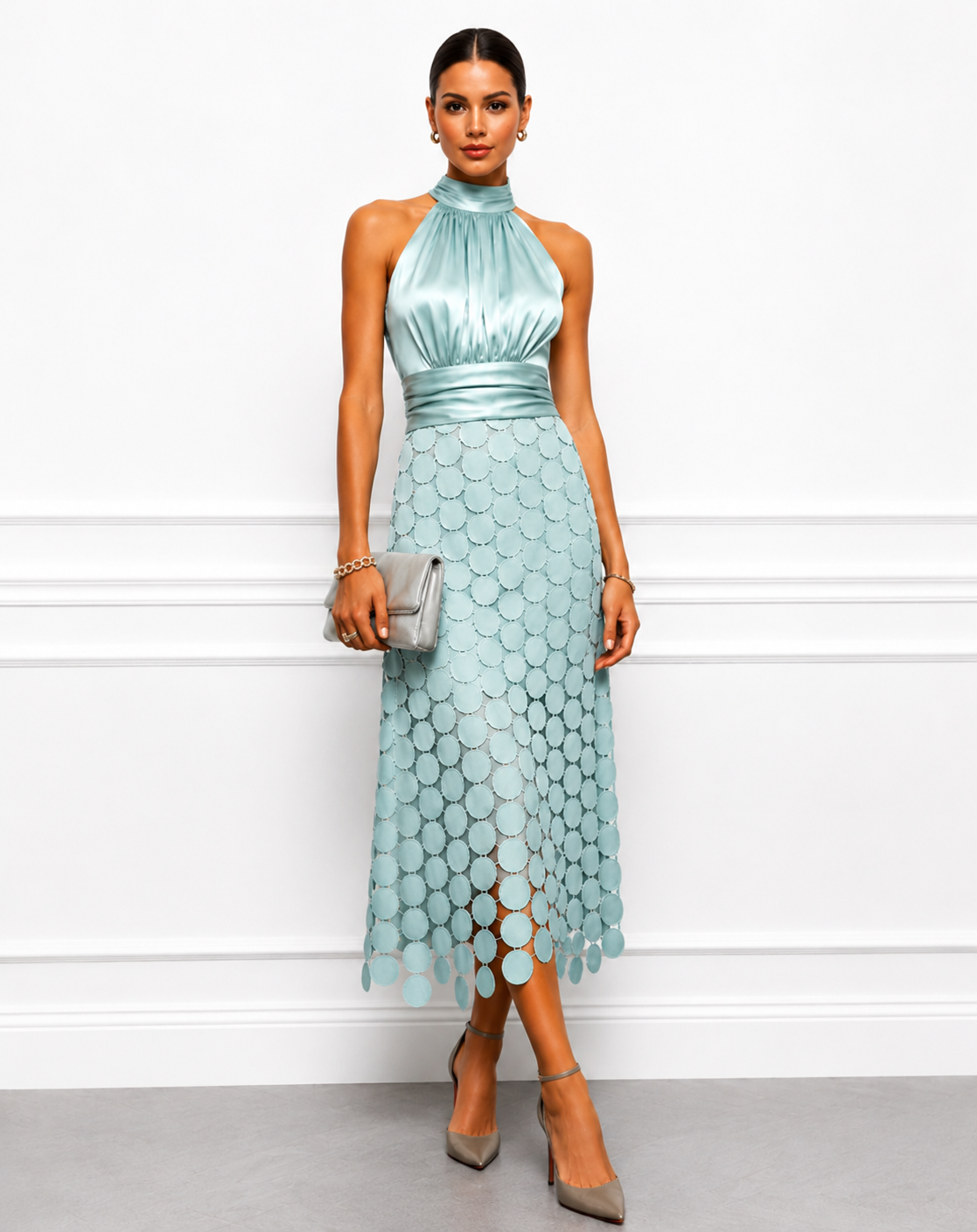 Trendé™ | Serena Elegantes Midi-Kleid mit Halter-Ausschnitt