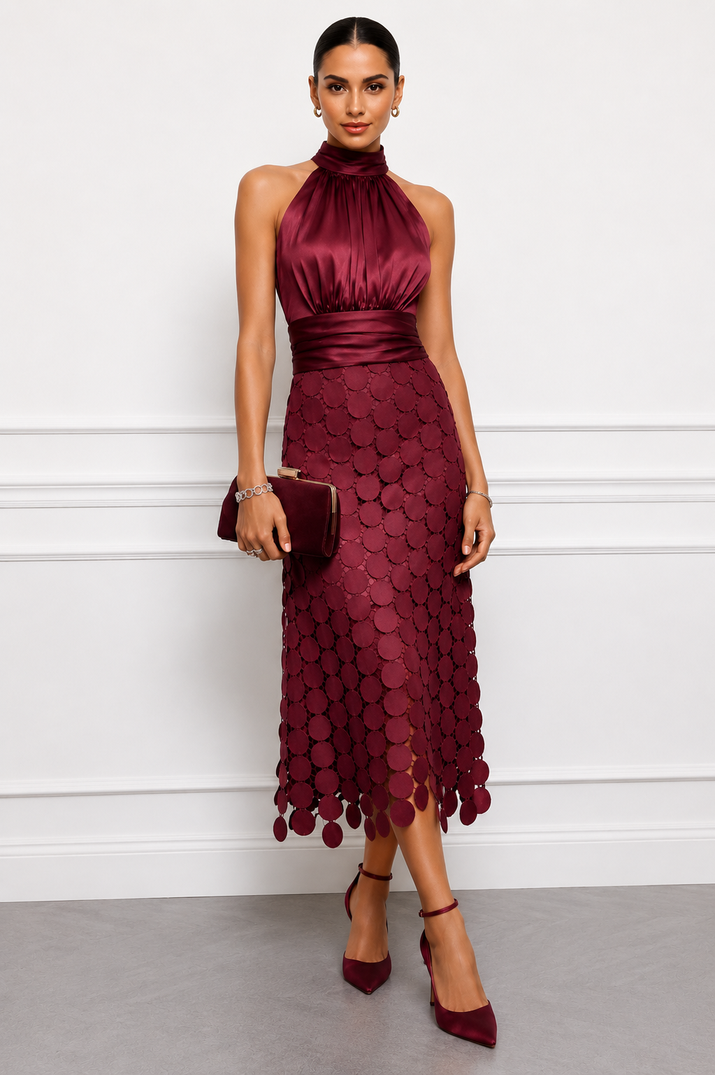 Trendé™ | Serena Elegantes Midi-Kleid mit Halter-Ausschnitt