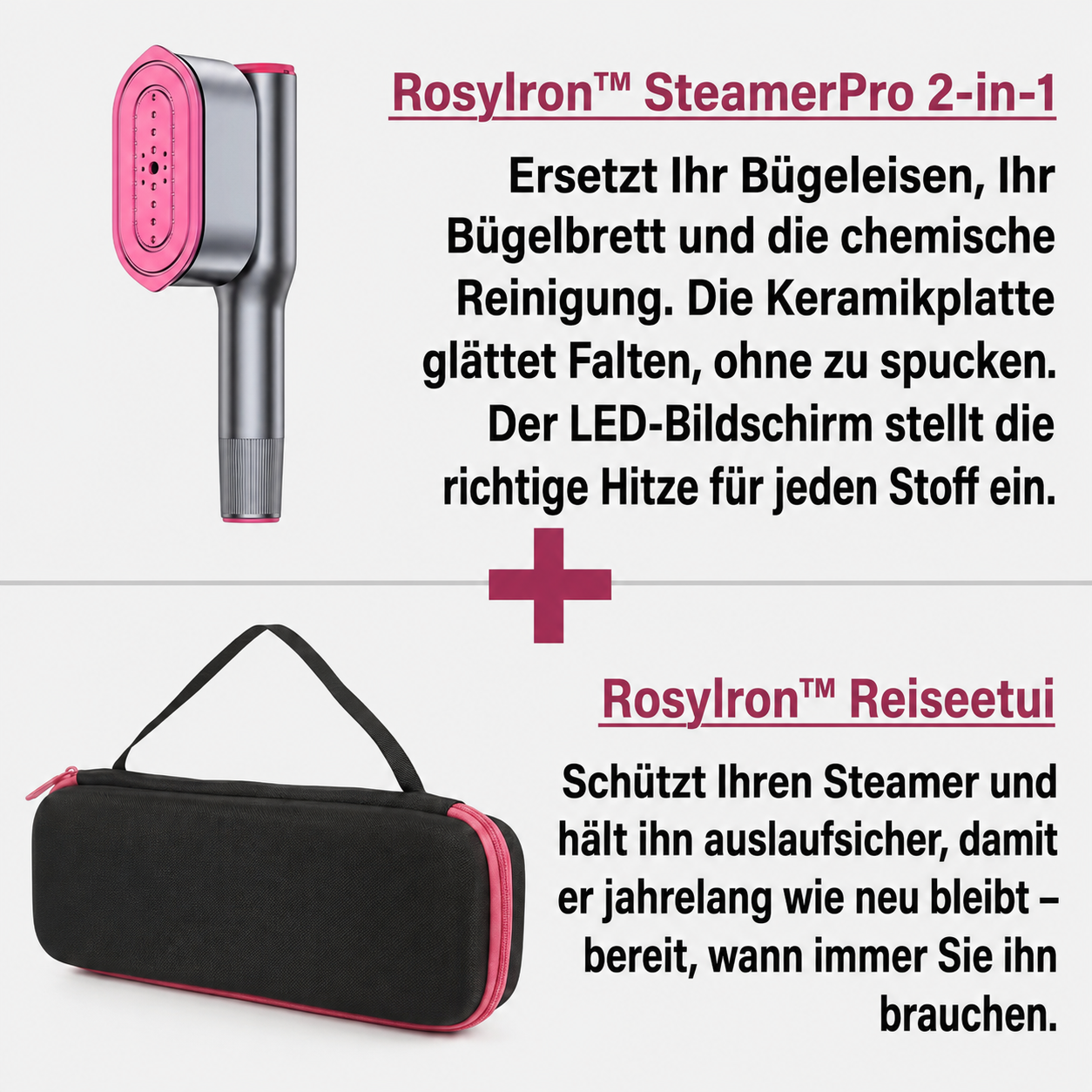 Trendé™ | RosyIron 2-in-1 Dampfglätter & Bügeleisen