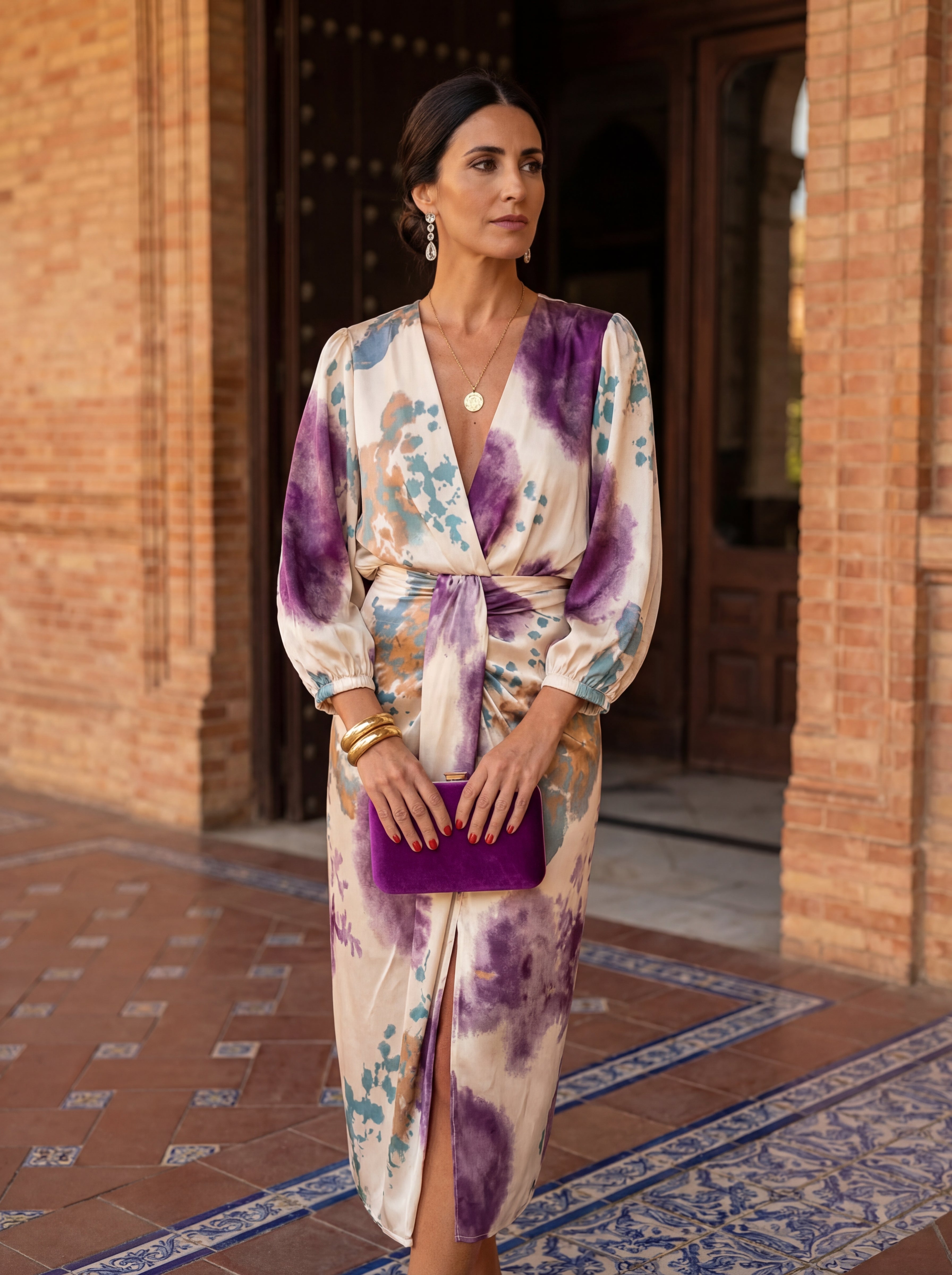 Trendé™ | Valeria Satinkleid mit V-Ausschnitt