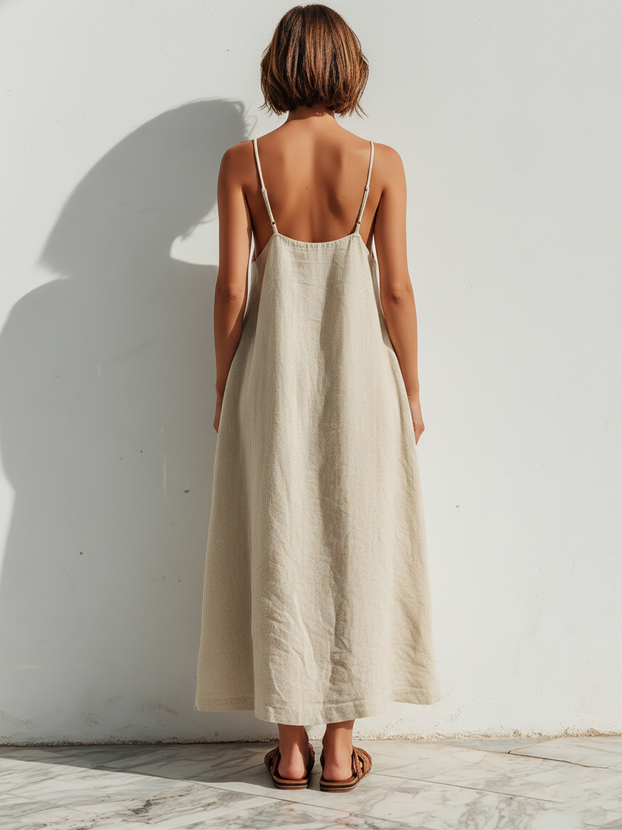 Trendé™ | Dajana Leinenmix-Kleid mit asymmetrischem Schnitt und lockerer Passform