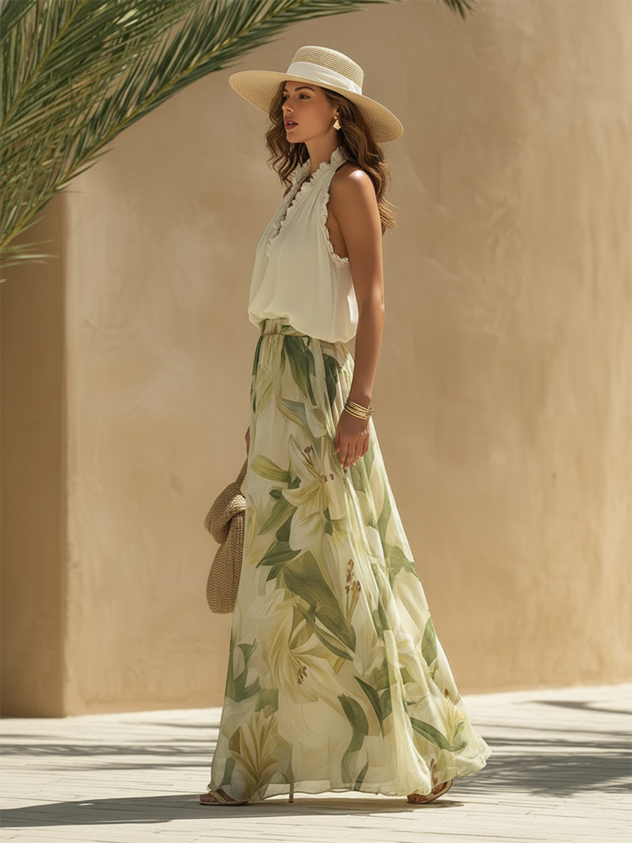 Trendé™ | Lysandra Elegantes Set mit Liliendruck