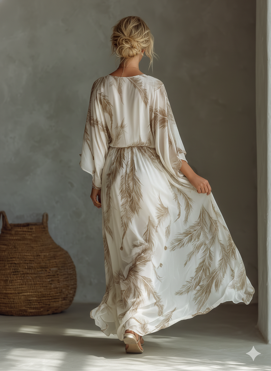 Trendé™ | Serena Chiffon-Maxikleid mit Palmblattprint und Print