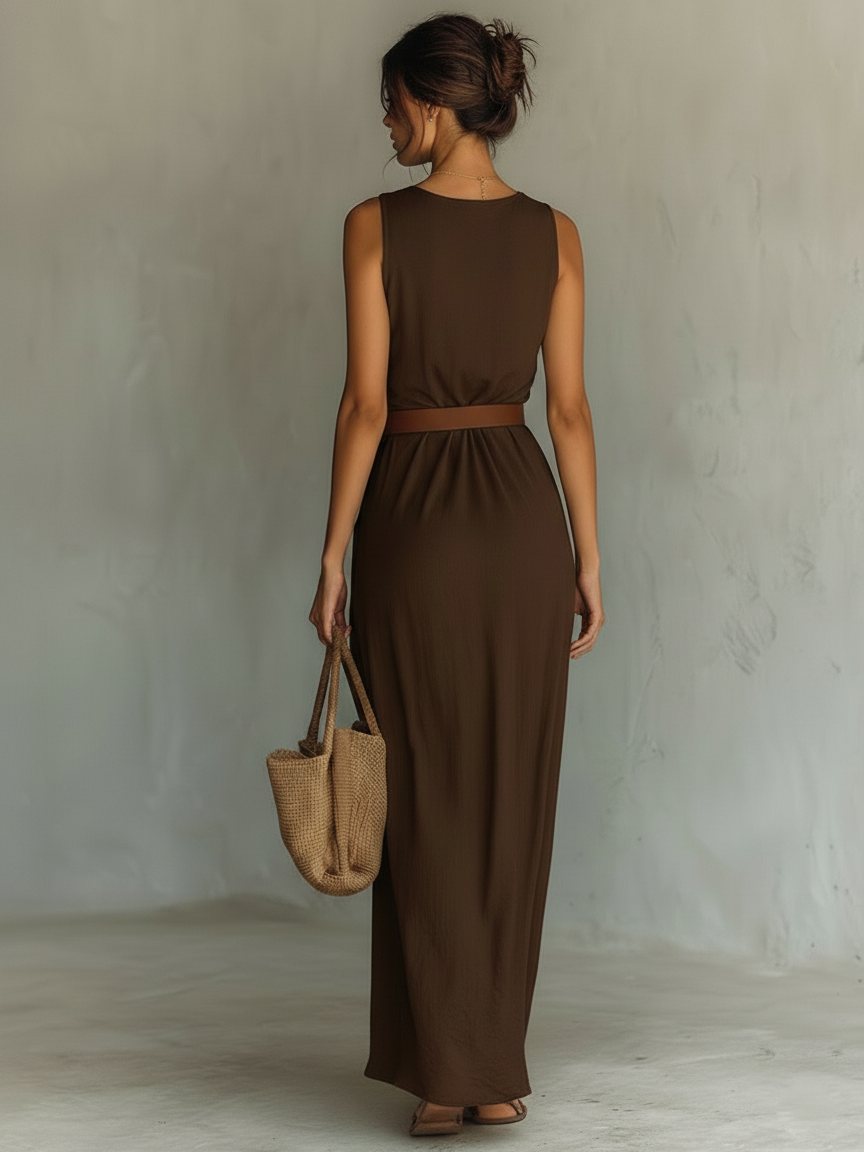 Trendé™ | Vera Maxikleid mit Wasserfall-Ausschnitt und ärmellosem Schnitt