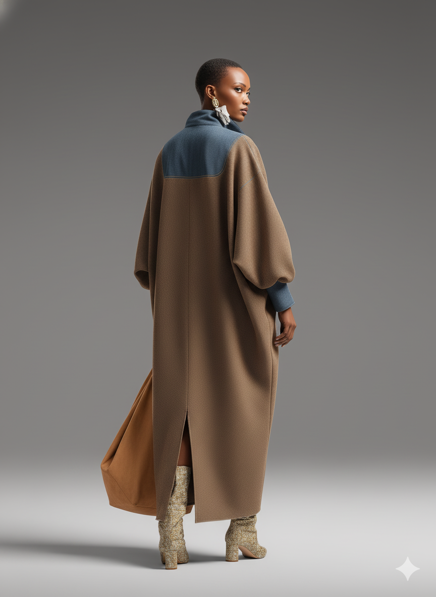 Trendé™ | Vanessa Denim-Maxikleid mit Stehkragen und lockerer Passform