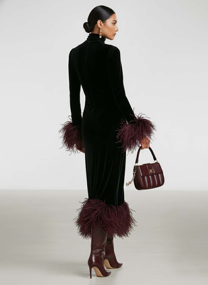Trendé™ | Mia Velours-Maxikleid mit minimalistischem Stil
