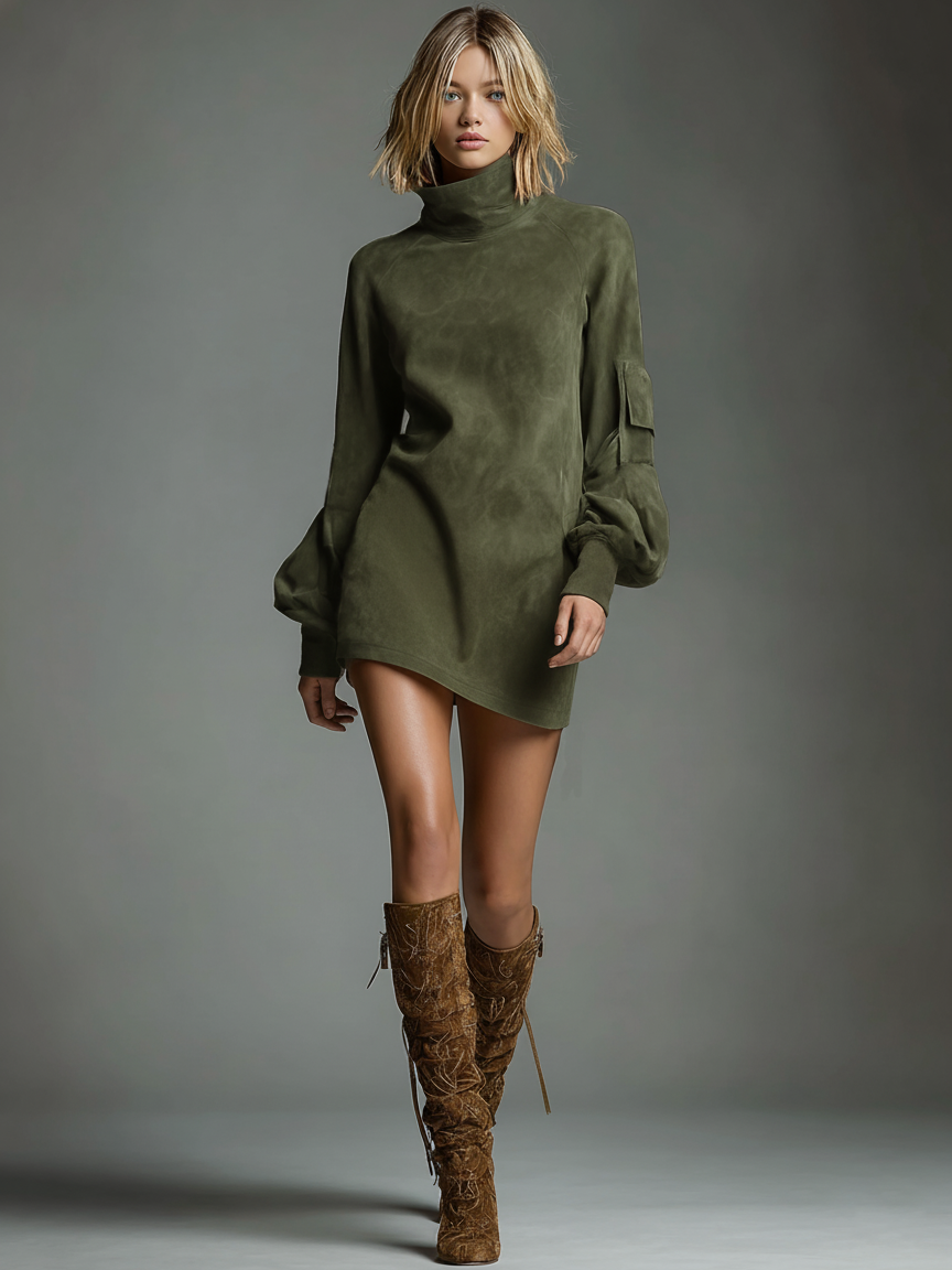 Trendé™ | Enya Minikleid mit Rollkragen und lockerer Passform