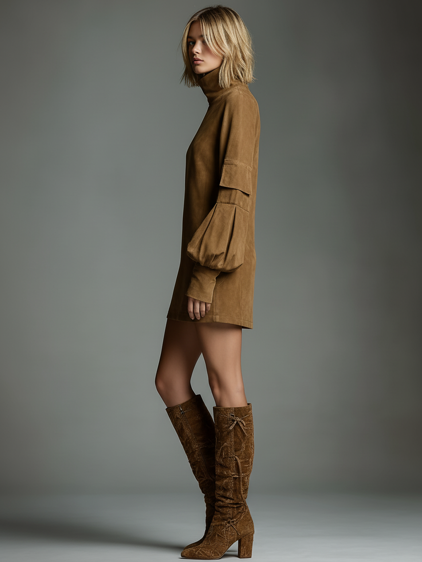 Trendé™ | Enya Minikleid mit Rollkragen und lockerer Passform
