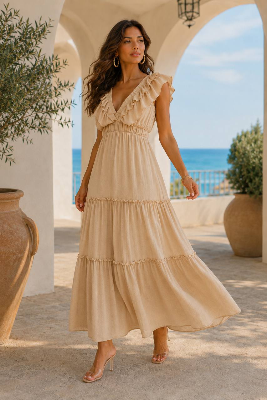 Trendé™ | Veri Romantisches Maxikleid mit Volants