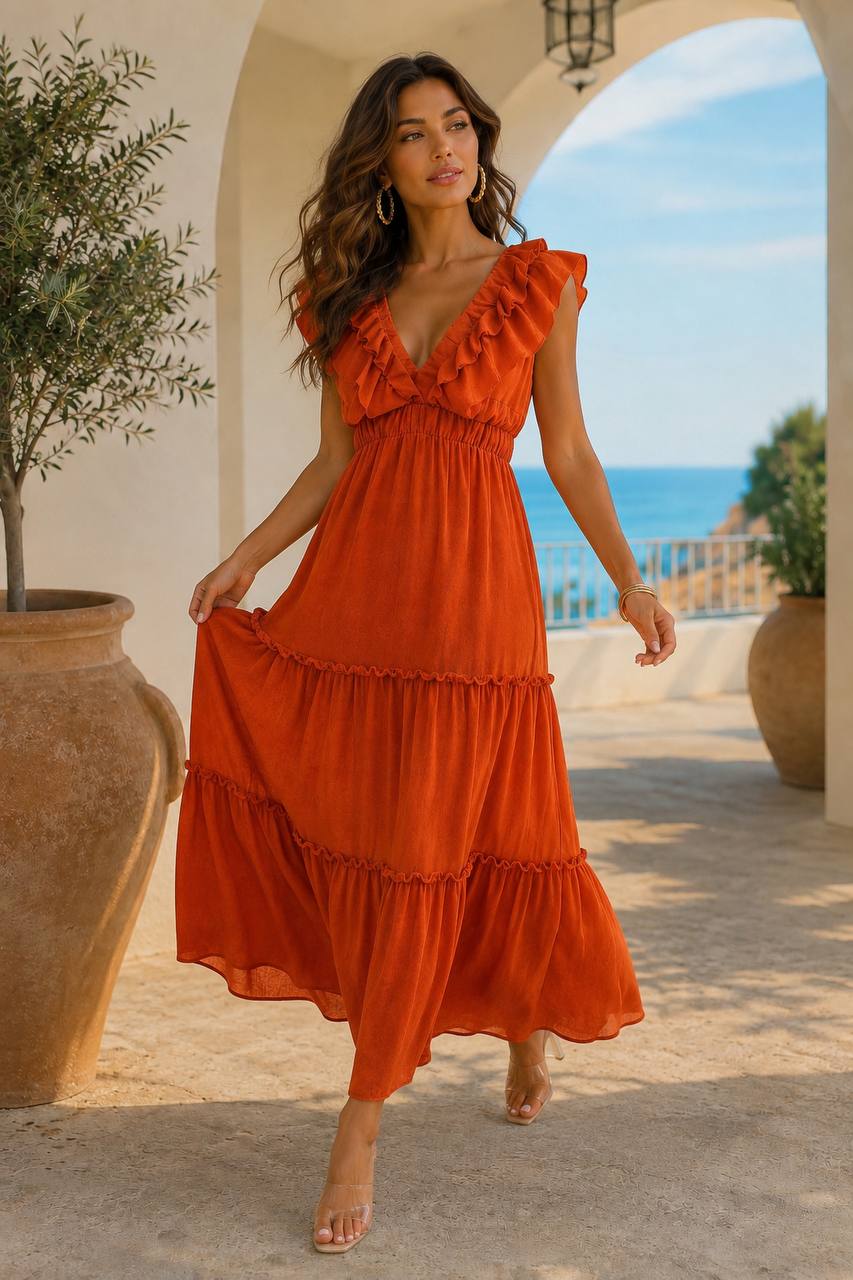 Trendé™ | Veri Romantisches Maxikleid mit Volants