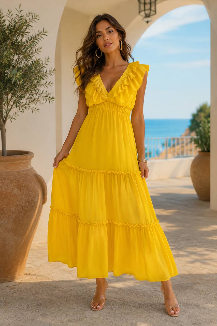Trendé™ | Veri Romantisches Maxikleid mit Volants