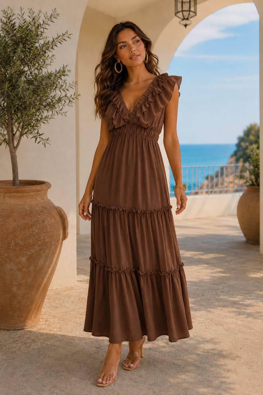 Trendé™ | Veri Romantisches Maxikleid mit Volants