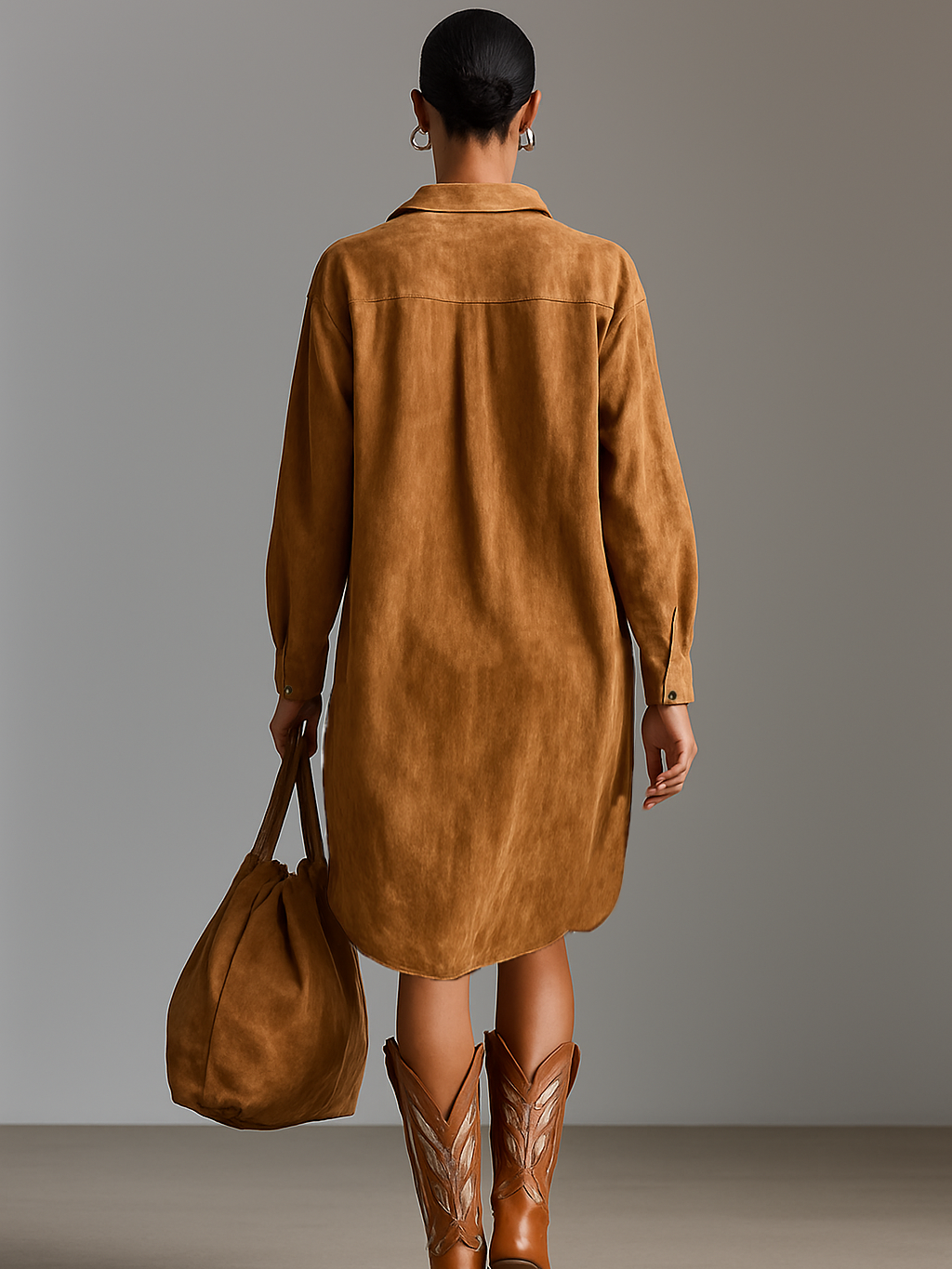 Trendé™ | Dorina Midikleid mit V-Ausschnitt und langen Ärmeln