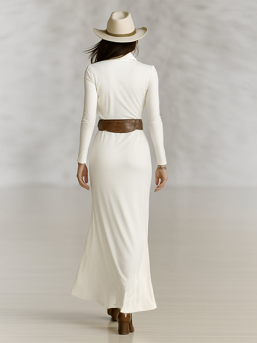 Trendé™ | Anika Maxikleid mit langen Ärmeln und betonter Taille