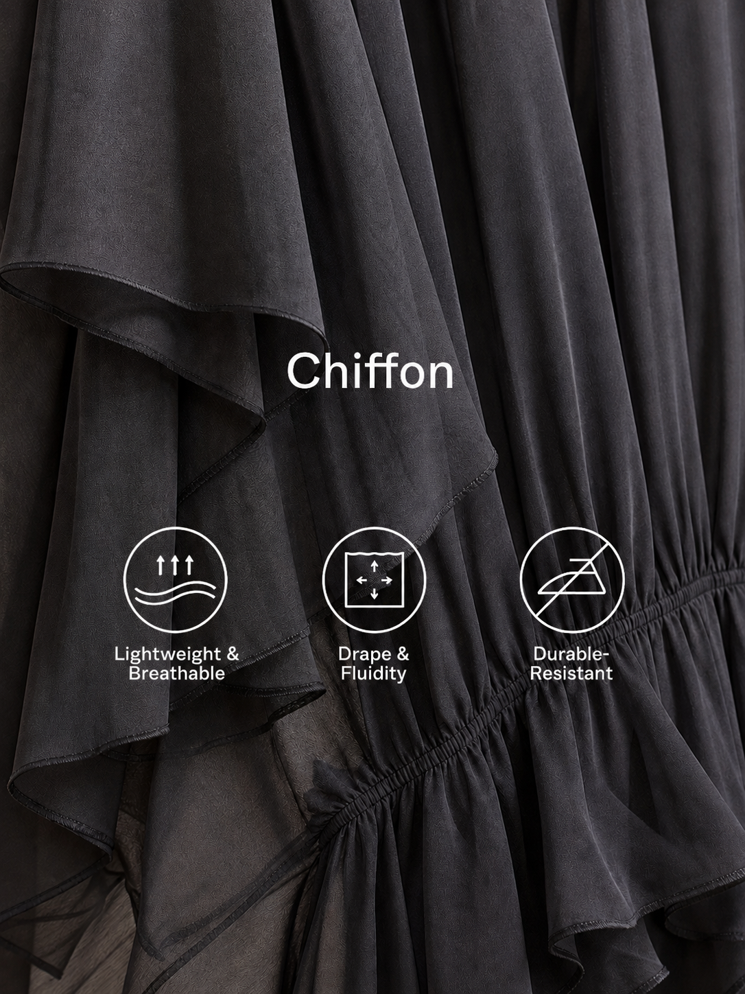Trendé™ | Luna Chiffon-Maxikleid mit Rollkragen und Volants