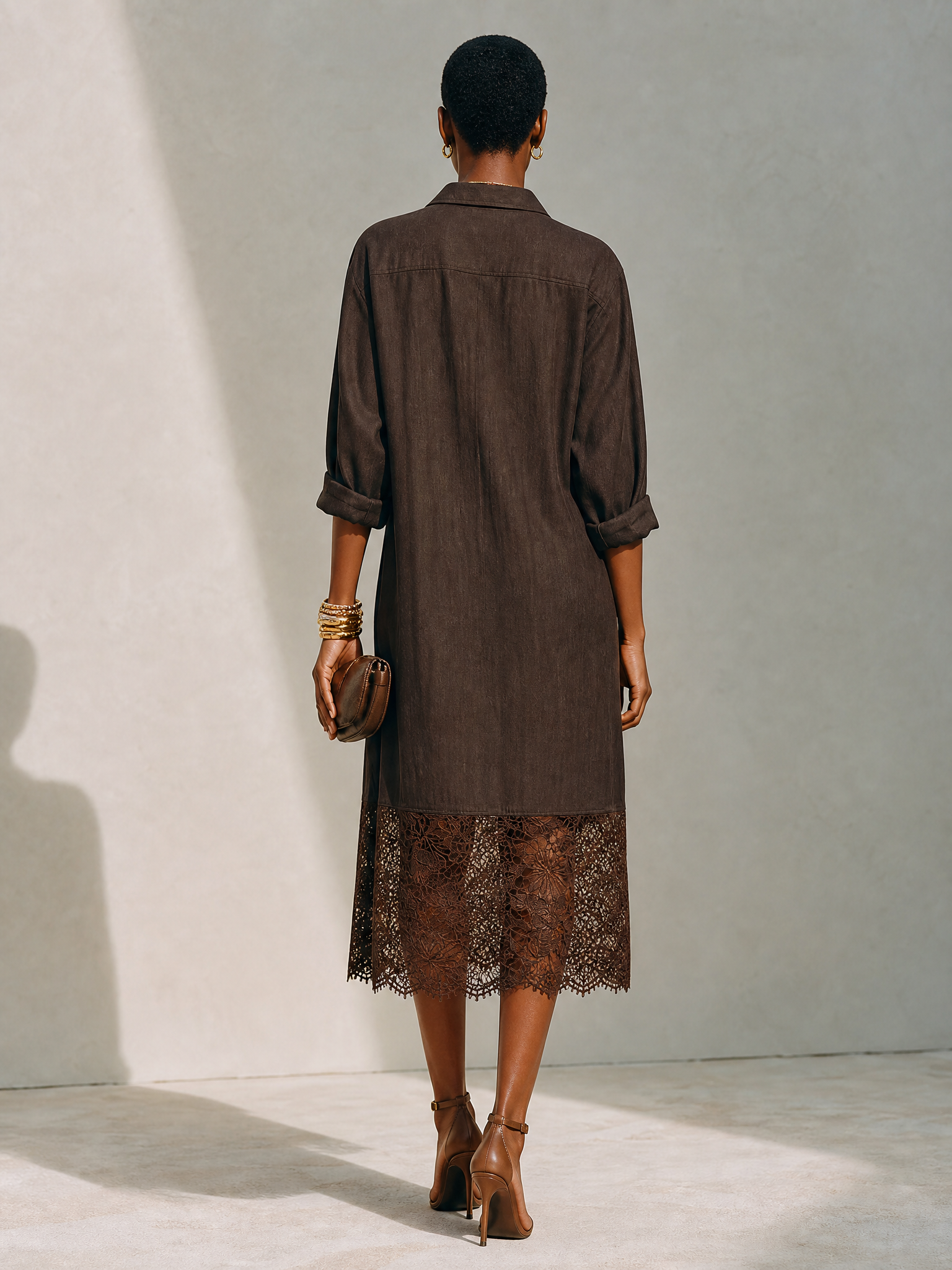 Trendé™ | Mila Leinenmix-Hemdkleid mit Spitzendetails und minimalistischem Stil