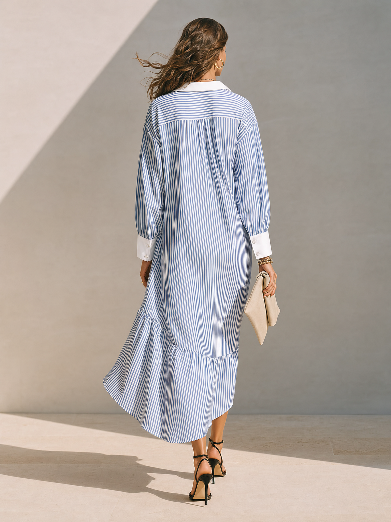 Trendé™ | Miranda Hemdkleid mit Streifenmuster und Kontrastdetails