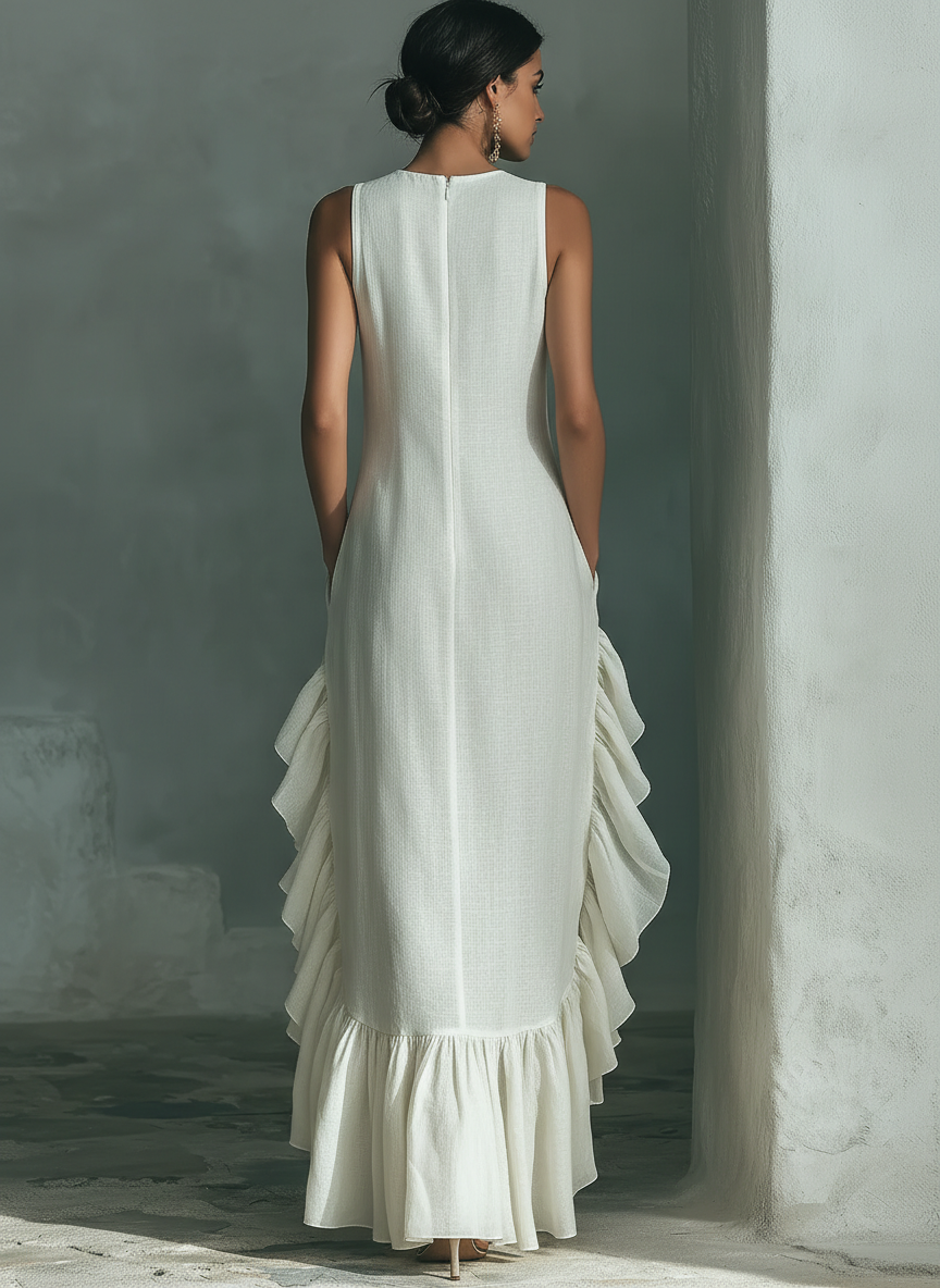 Trendé™ | Alessia Leinenmix-Maxikleid mit Rundhalsausschnitt und ärmellosem Schnitt