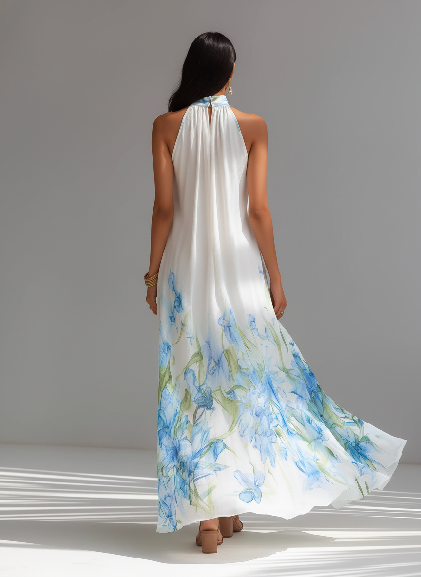 Trendé™ | Elvira Chiffon-Maxikleid mit Neckholder-Ausschnitt und ärmellosem Schnitt
